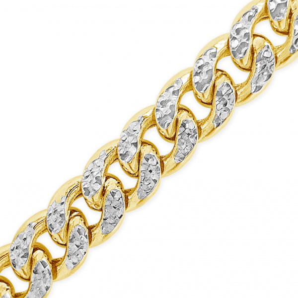 Two-Tone Pave 10K Yellow Gold Hollow Miami Cuban 22" Chain