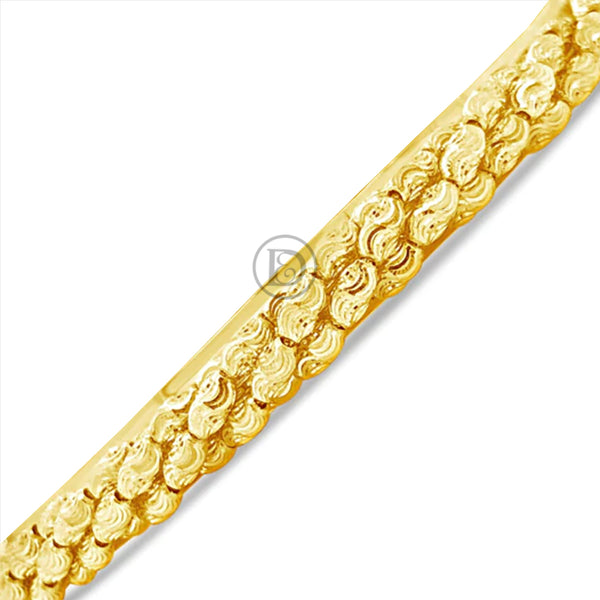 10K Yellow Gold Row Barrel Moon Cut Bracelet