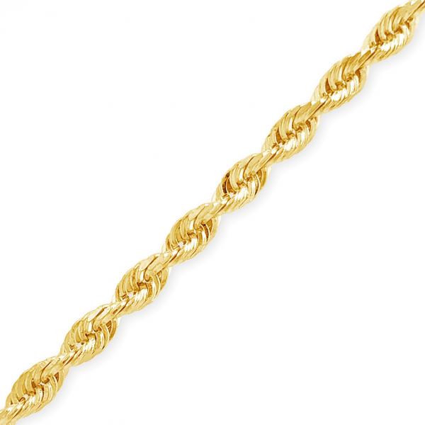 10K Solid Yellow Gold  20" Rope Chain w/ Diamond Cuts