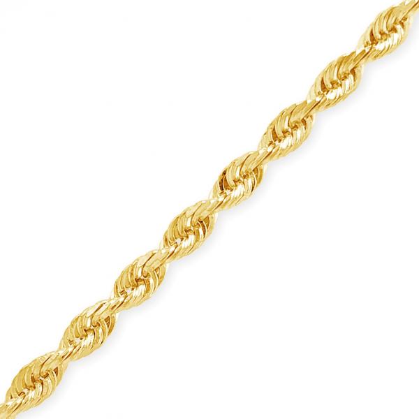 10K Solid Yellow Gold  20" Rope Chain w/ Diamond Cuts