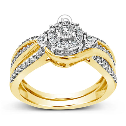 Diamond Halo Engagement Ring .33 CTW Round Cut 14K Yellow Gold