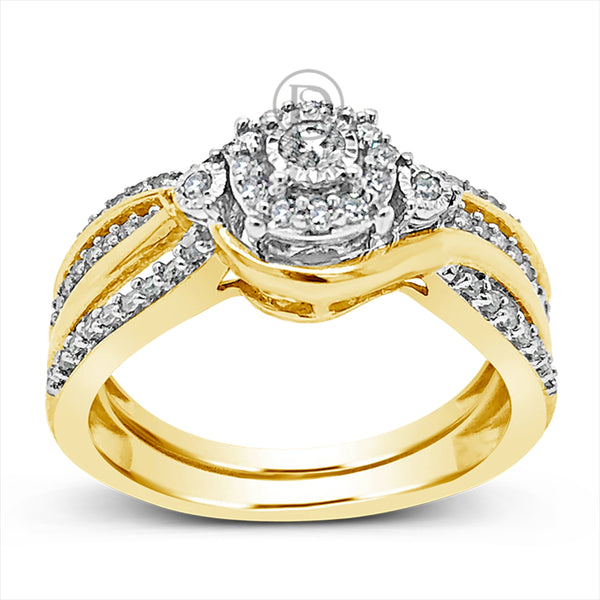 Diamond Halo Engagement Ring .33 CTW Round Cut 14K Yellow Gold