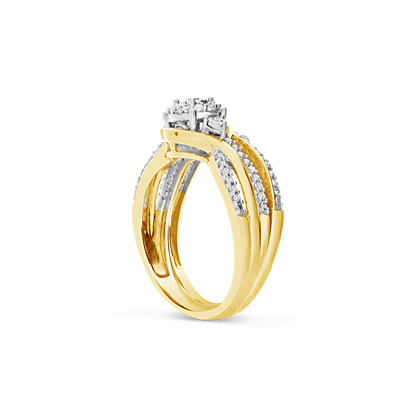 Diamond Halo Engagement Ring .33 CTW Round Cut 14K Yellow Gold