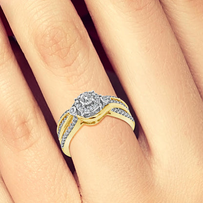 Diamond Halo Engagement Ring .33 CTW Round Cut 14K Yellow Gold