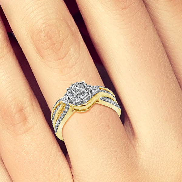 Diamond Halo Engagement Ring .33 CTW Round Cut 14K Yellow Gold