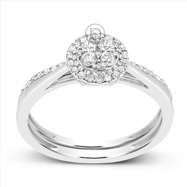 Diamond Halo Engagement Ring .33 CTW Round Cut 14K White Gold
