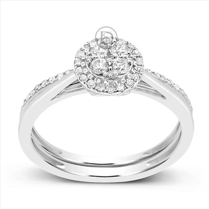 Diamond Halo Engagement Ring .33 CTW Round Cut 14K White Gold