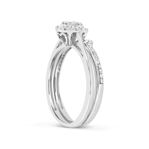 Diamond Halo Engagement Ring .33 CTW Round Cut 14K White Gold