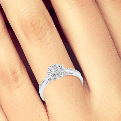 Diamond Halo Engagement Ring .33 CTW Round Cut 14K White Gold