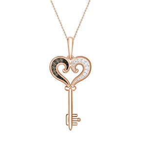 LADIES PENDANT 1/20 CT WHITE/CHOCOLATE ROUND DIAMOND 10K ROSE GOLD (CHAIN NOT INCLUDED)