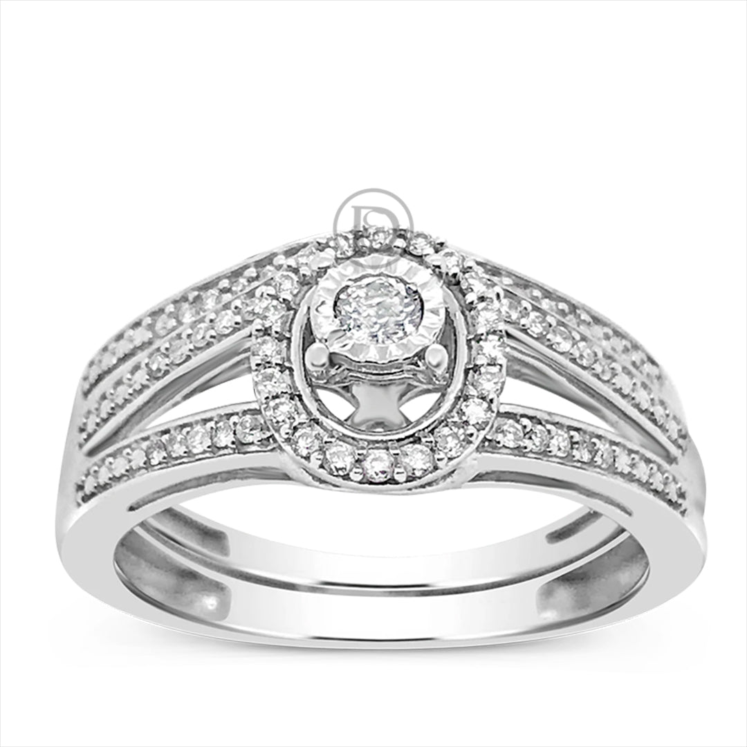 Diamond Halo Engagement Ring .25 CTW Round Cut 10K White Gold