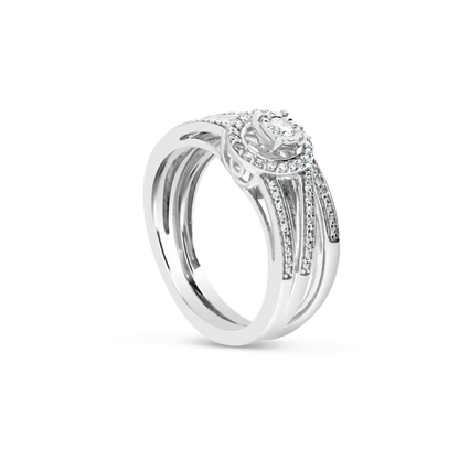 Diamond Halo Engagement Ring .25 CTW Round Cut 10K White Gold