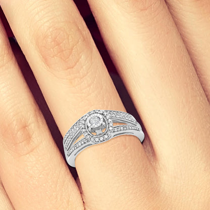 Diamond Halo Engagement Ring .25 CTW Round Cut 10K White Gold
