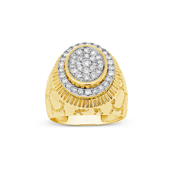Diamond Nugget Ring 1 CTW Round Cut 10K Yellow Gold