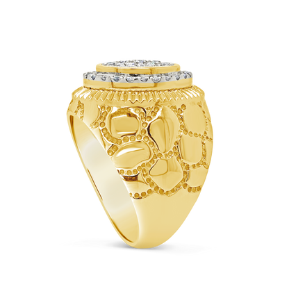 Diamond Nugget Ring 1 CTW Round Cut 10K Yellow Gold