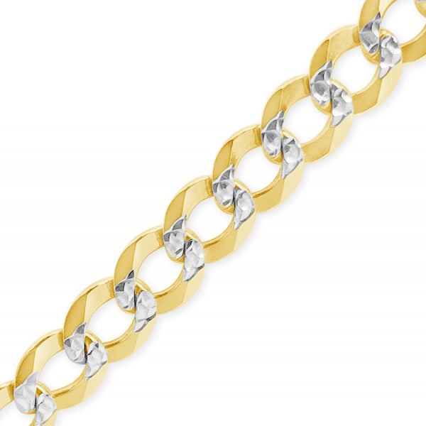 10K Yellow Gold Solid  Pave Cuban Link 20" Chain w/ Diamond Cuts