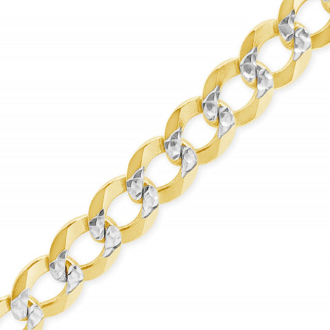10K Yellow Gold Solid  Pave Cuban Link 20" Chain w/ Diamond Cuts