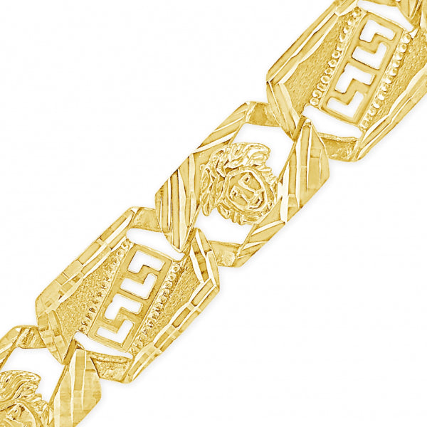 10K Yellow Gold Greek Key w/ Medusa Design