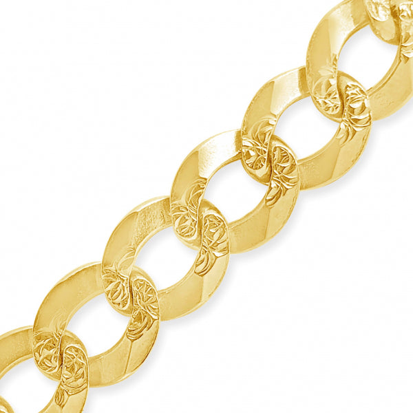 10K Yellow Gold Solid Pave Cuban Link 22" Chain w/ Diamond Cuts