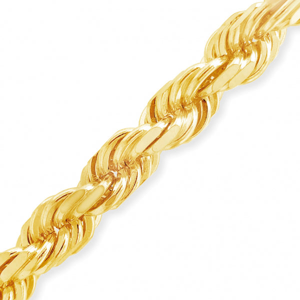 10K Yellow Gold Solid 22" Rope Chain w/ Diamond Cuts