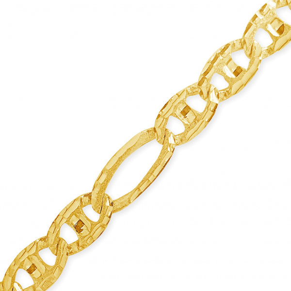 10K Yellow Gold Marnier & Figaro Link Chain w/ Lazor Cuts