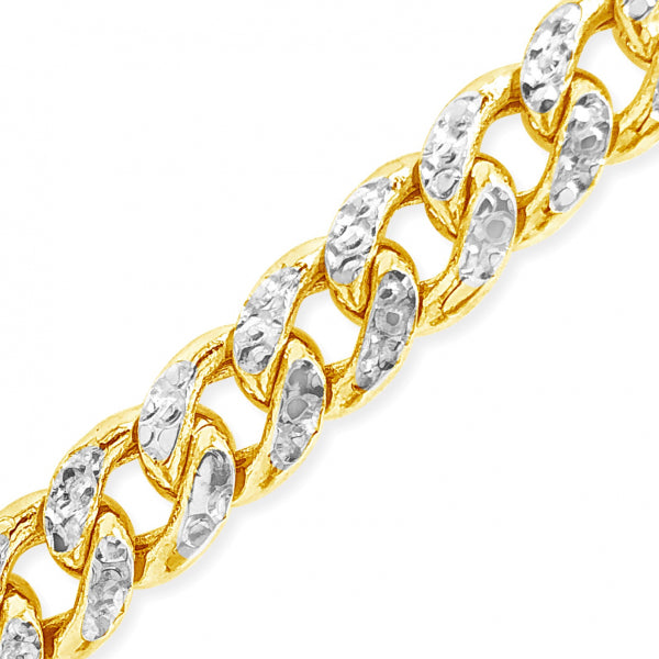 Two-Tone Pave 10K Yellow Gold 7.5 Hollow Miami Cuban 22" Chain