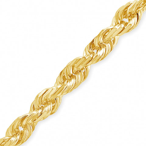10K Yellow Gold Solid  20" Rope Chain w/ Diamond Cuts