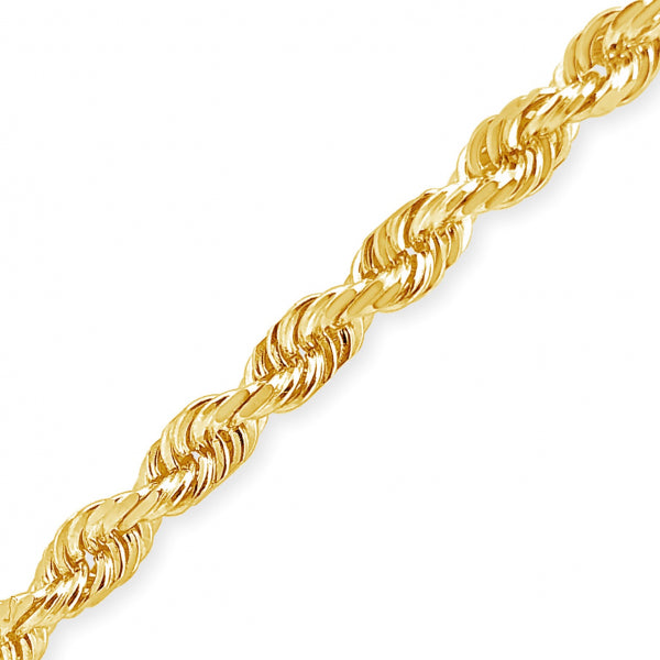 10K Solid Yellow Gold 20" Rope Chain w/ Diamond Cuts