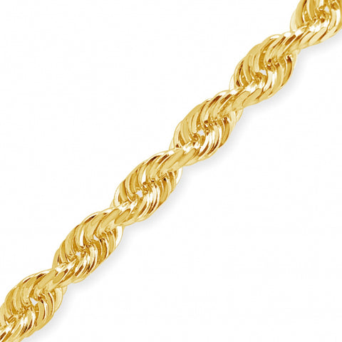 10K Solid Yellow Gold 20" Rope Chain w/ Diamond Cuts
