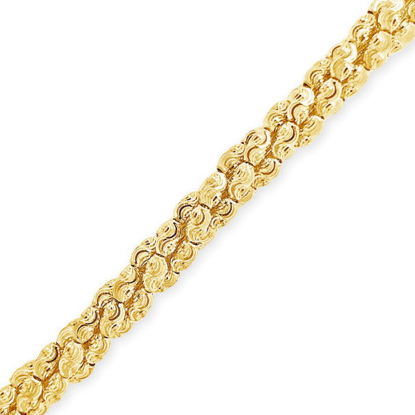 10K Yellow Gold  Barrel Link Moon Cut Chain