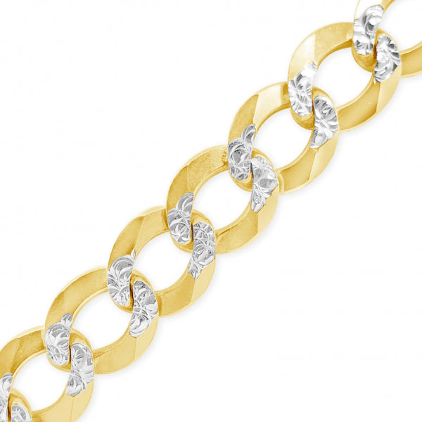 10K Yellow Gold Solid Two-Tone Pave Cuban Link 22" Chain