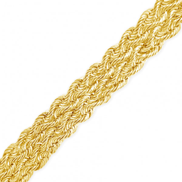 10K Hollow Yellow Gold Row Rope Chain