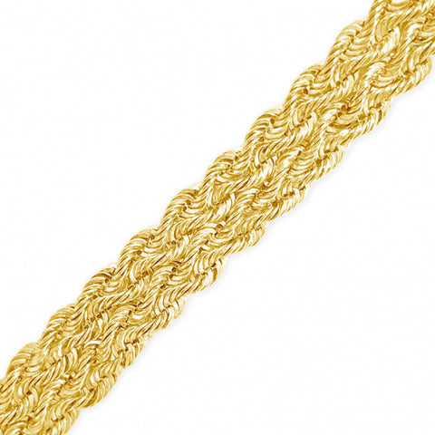 10K Hollow Yellow Gold 3 Row Rope Chain
