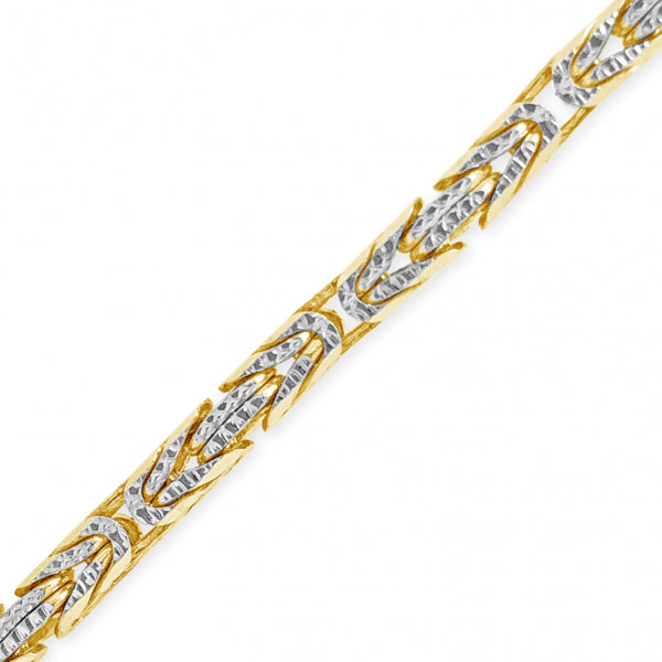 10K Solid Yellow Gold Pave Byzantine Chain