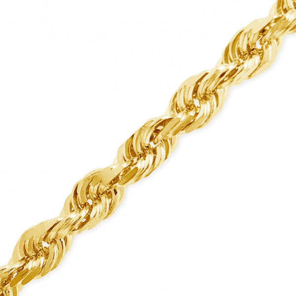 10K Yellow Gold Solid  20" Rope Chain w/ Diamond Cuts