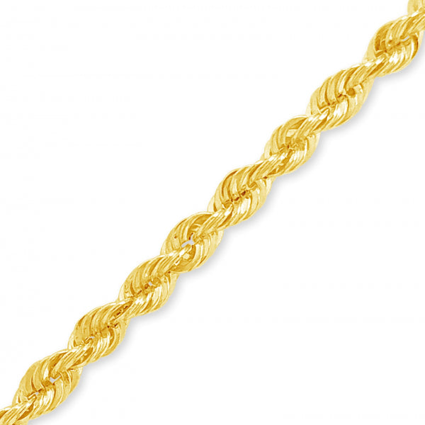 10K Yellow Gold Hollow Murray Design 18" Rope Chain w/ Diamond Cuts
