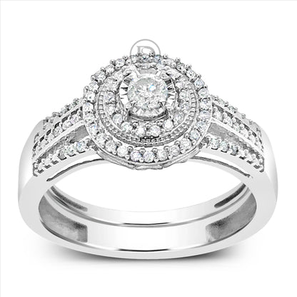 Diamond Halo Engagement Ring .33 CTW Round Cut 10K White Gold