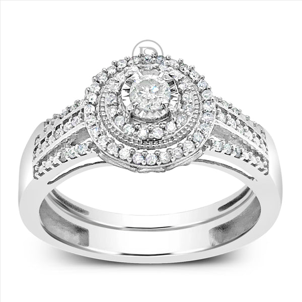 Diamond Halo Engagement Ring .33 CTW Round Cut 10K White Gold