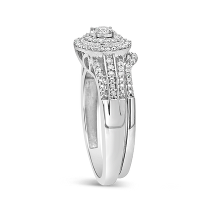 Diamond Halo Engagement Ring .33 CTW Round Cut 10K White Gold