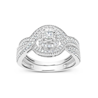 Diamond Halo Engagement Ring .33 CTW Round Cut 10K White Gold