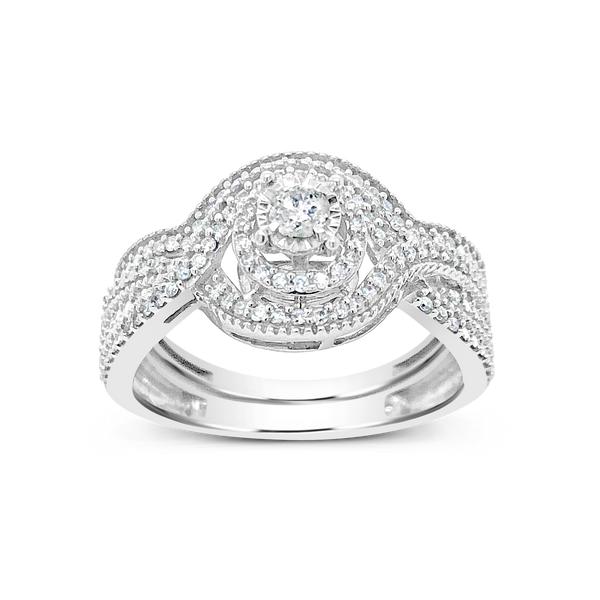 Diamond Halo Engagement Ring .33 CTW Round Cut 10K White Gold