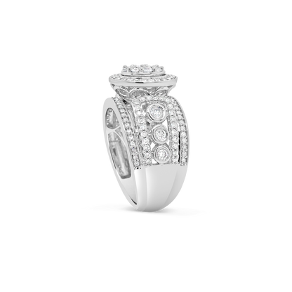 Diamond Halo Ring 1 CTW Round Cut 14K White Gold
