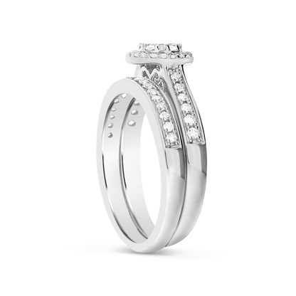 Diamond Halo Engagement Ring .50 CTW Round Cut 10K White Gold