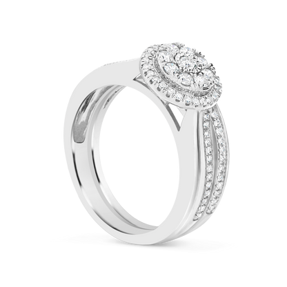 Diamond Halo Engagement Ring .50 CTW Round Cut 10K White Gold