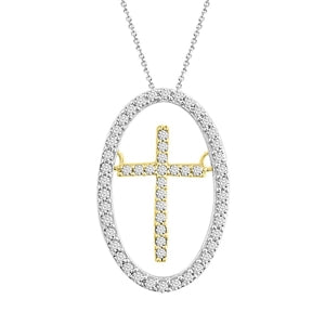 LADIES PENDANT 1/5 CT ROUND DIAMOND 10K WHITE / YELLOW GOLD (CHAIN NOT INCLUDED)