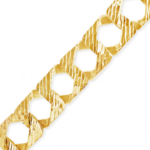 10K Yellow Gold Reversable  Square Cuban Link Chain w/ Lazor Cuts