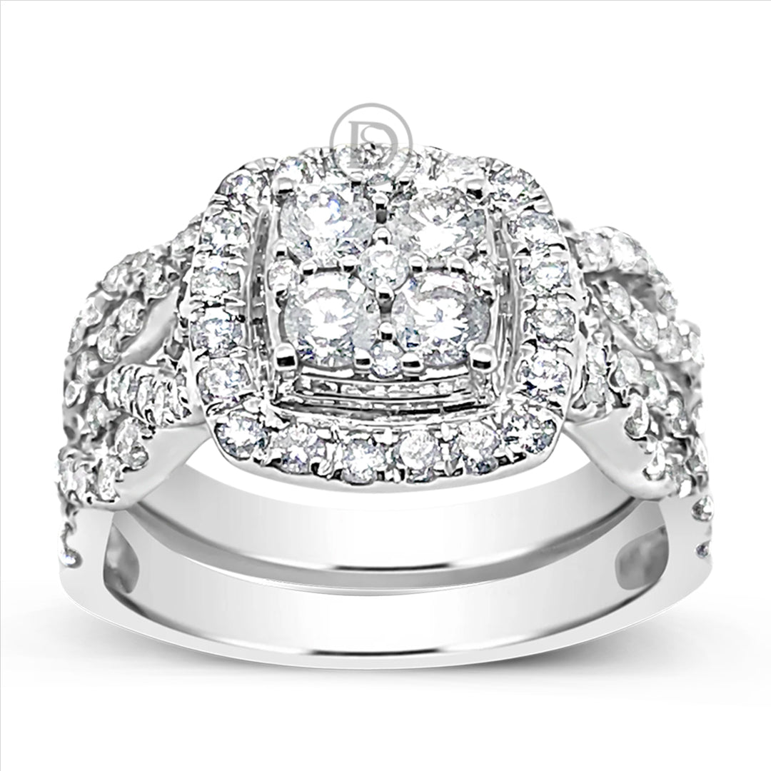 Infinity Diamond Halo Engagement Ring 1.25 CTW Round Cut 14K White Gold