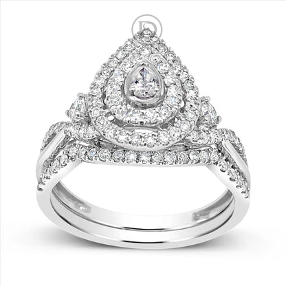 Diamond Halo Engagement Ring .50 CTW Round Cut 14K White Gold