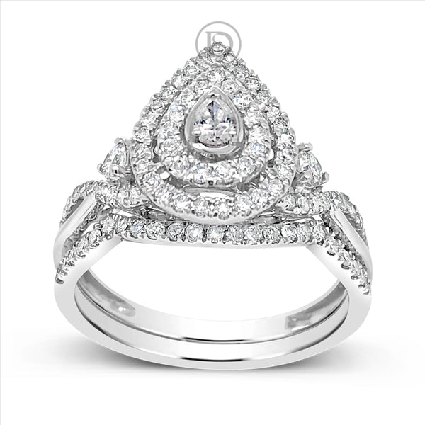 Diamond Halo Engagement Ring .50 CTW Round Cut 14K White Gold