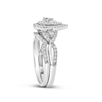 Diamond Halo Engagement Ring .50 CTW Round Cut 14K White Gold